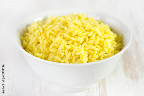 rice in white bowl