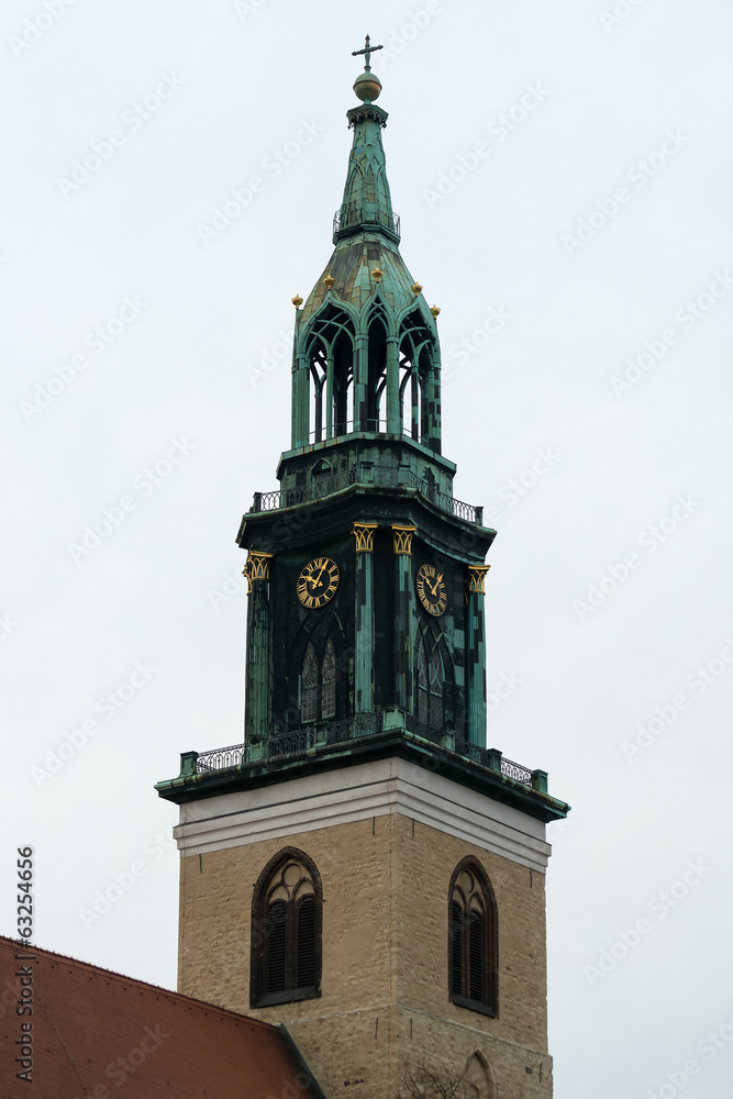 Belfry of St. Mary's Church (Marienkirche). Berlin. Germany.