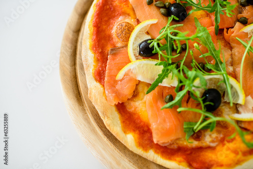 Salmon slice pizza photo