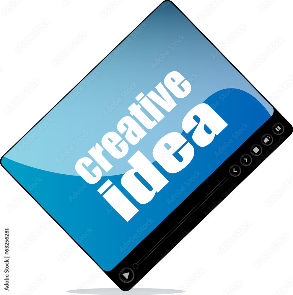 Video player for web with creative idea word Video player for web with creative idea word