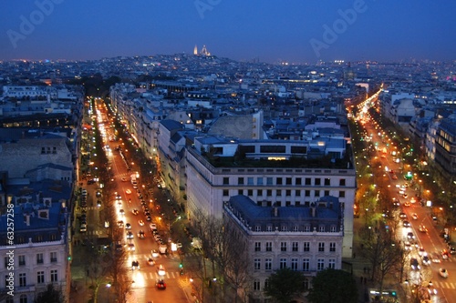 Canvas Print Paris city streets at night