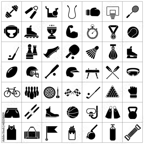 Set icons of sports and fitness equipment