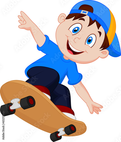 Happy Cartoon Skateboard Boy
