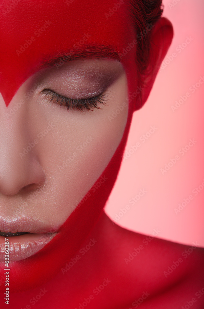 Female half face with figure in form of heart Female half face with figure in form of heart
