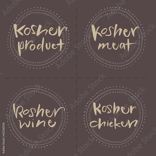 Hand written Kosher products Vector Food Labels