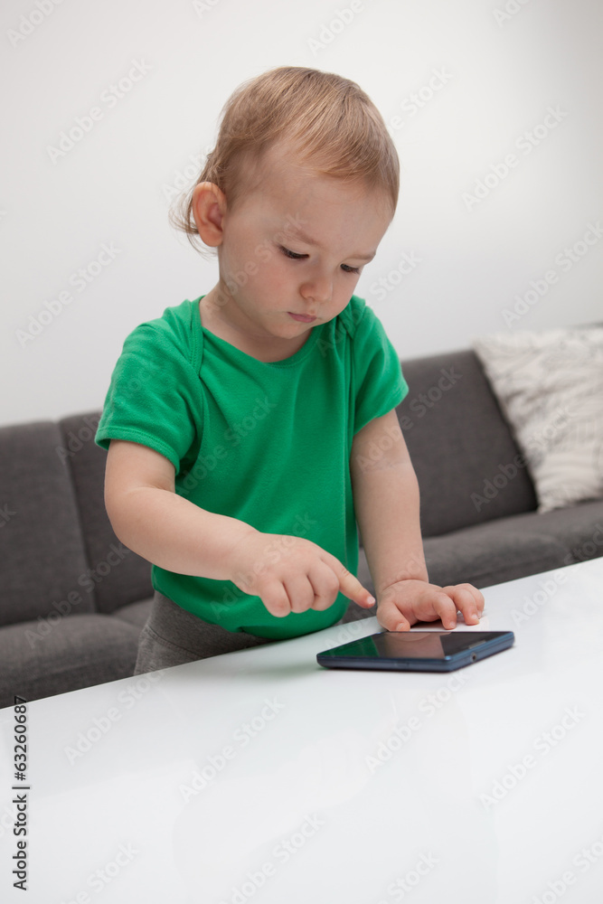 Baby with smart phone Baby with smart phone