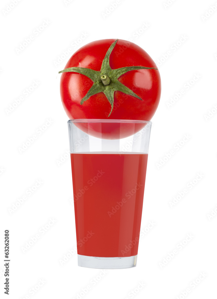 Glass of fresh tomato juice with tomato Glass of fresh tomato juice with tomato
