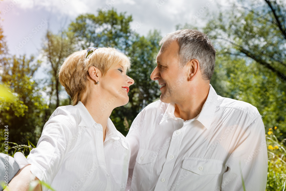Senior couple in spring outdoors Senior couple in spring outdoors