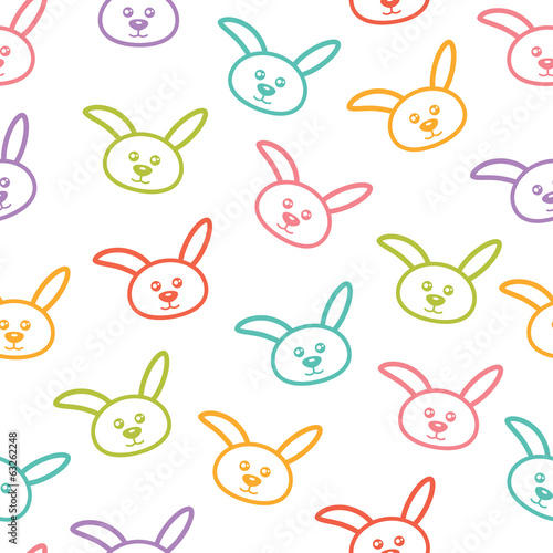 Seamless vector pattern with colorful bunnies.