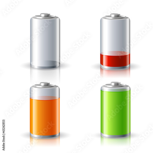 Realistic Battery Status Icons Set