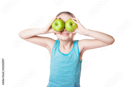 girl holding a green apple © akvafoto2012