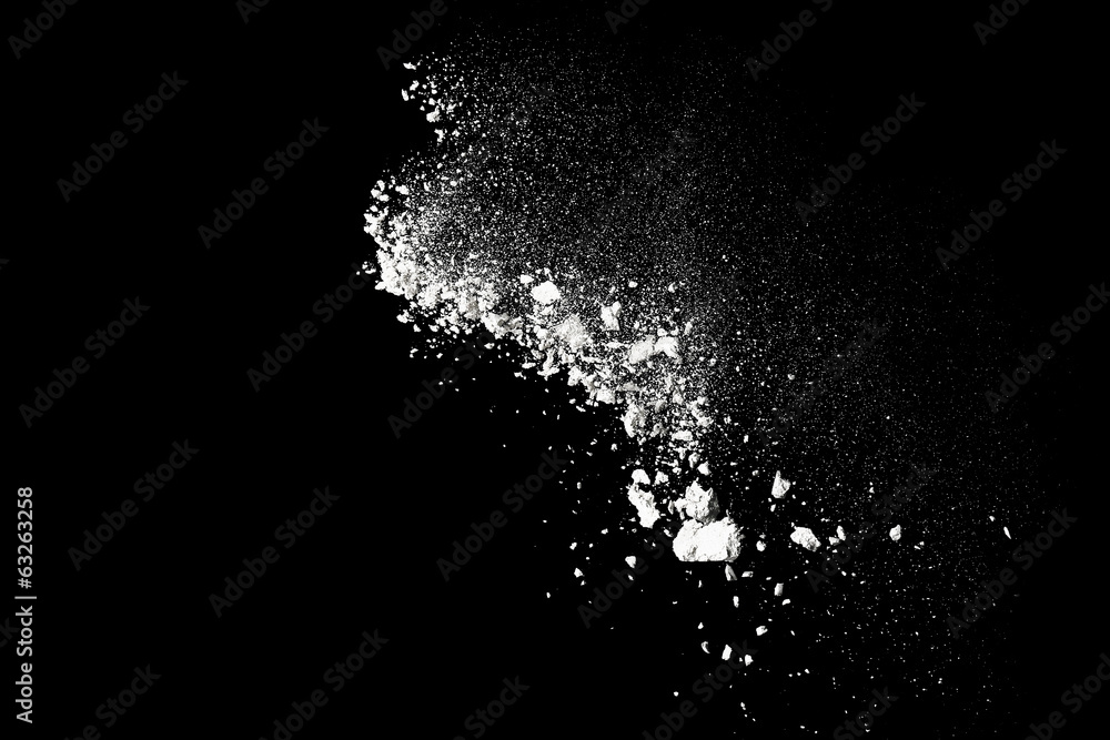 Flour on black background