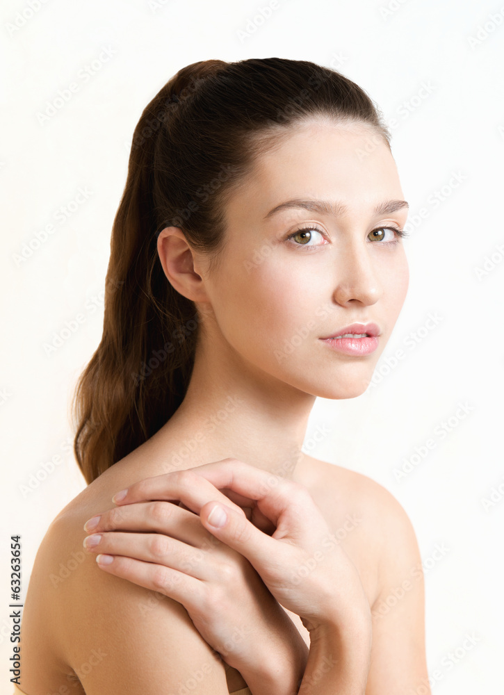 Beautiful young adult woman with clean fresh skin Beautiful young adult woman with clean fresh skin