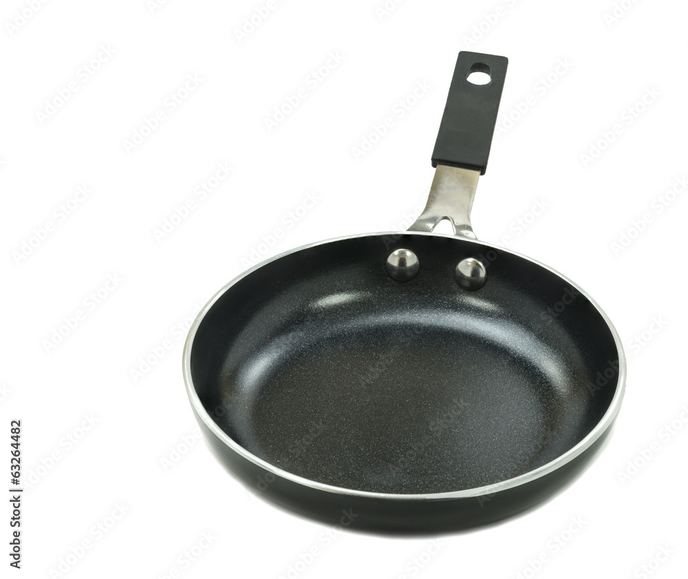 Nonstick coated simple frying pan isolated on white background Nonstick coated simple frying pan isolated on white background