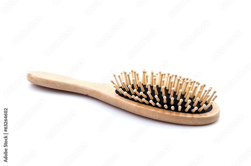 Wood comb isolated white background Wood comb isolated white background