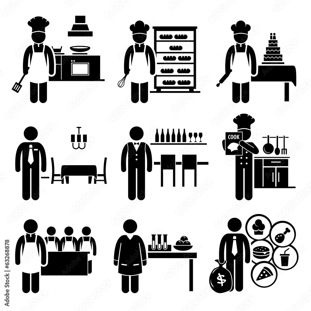 Naklejka premium Food Culinary Jobs Occupations Careers