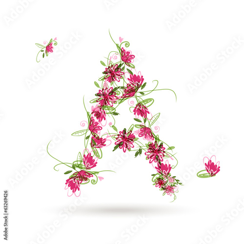 Floral letter A for your design