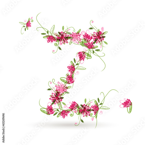 Floral letter Z for your design