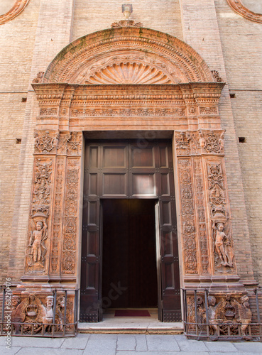 Bolgona - Renaissance portal of church Chiesa Corpus Christi.