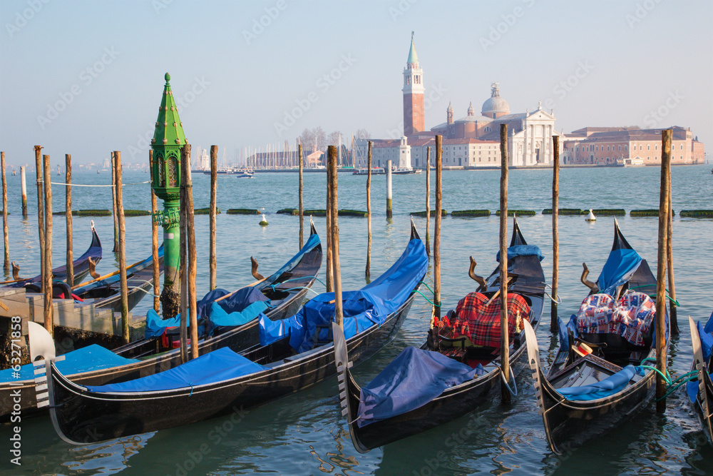 Venice - gondolas and San Giorgio Maggiore church