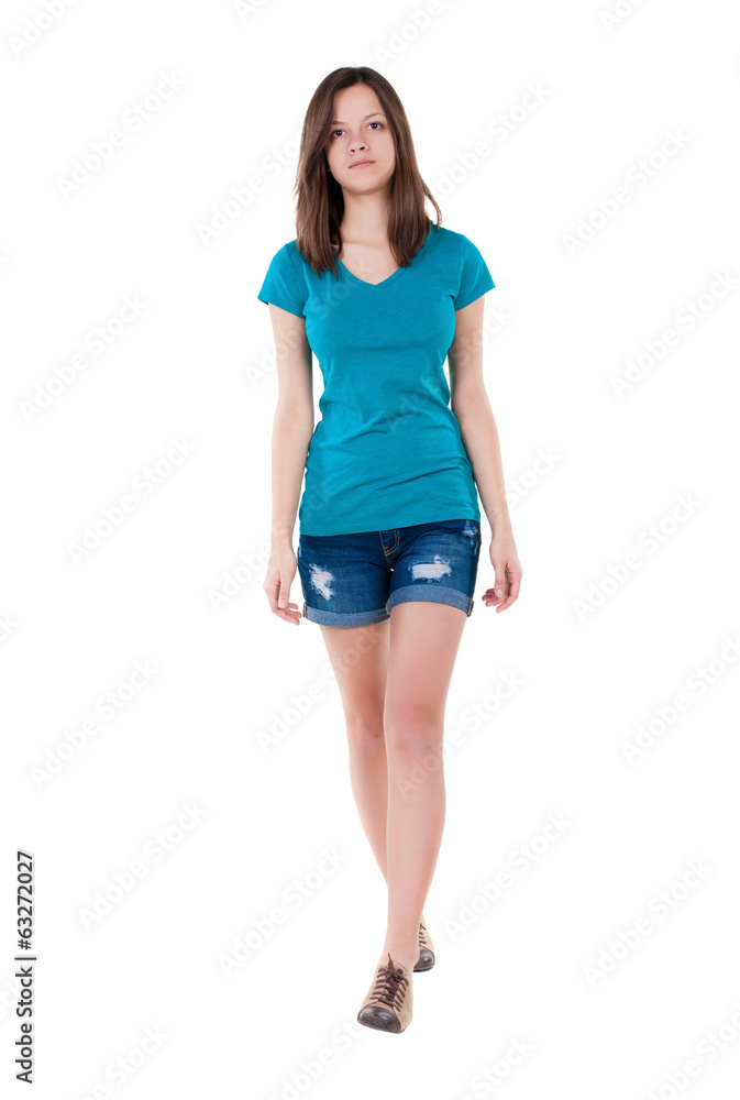 back view of walking woman. back view of walking woman.