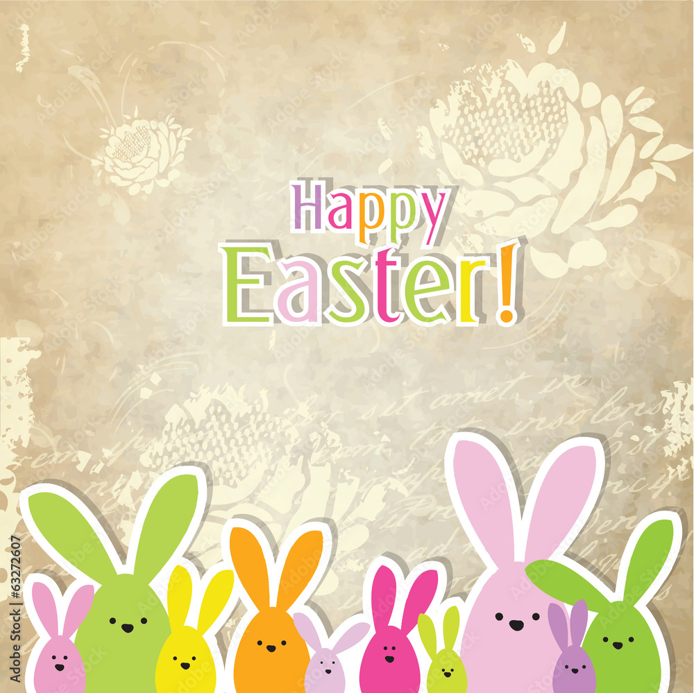 Easter card with copy space, easter bunny - obrazy, fototapety, plakaty 