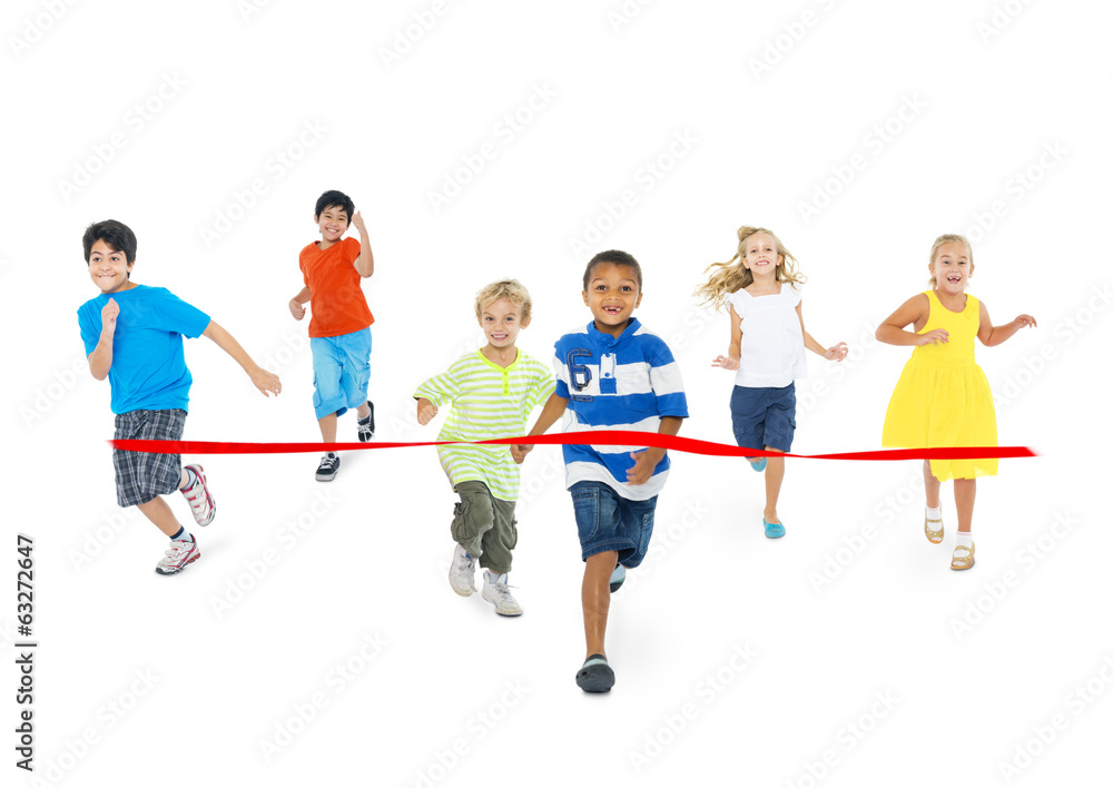 Children Running Toward the Finish Line