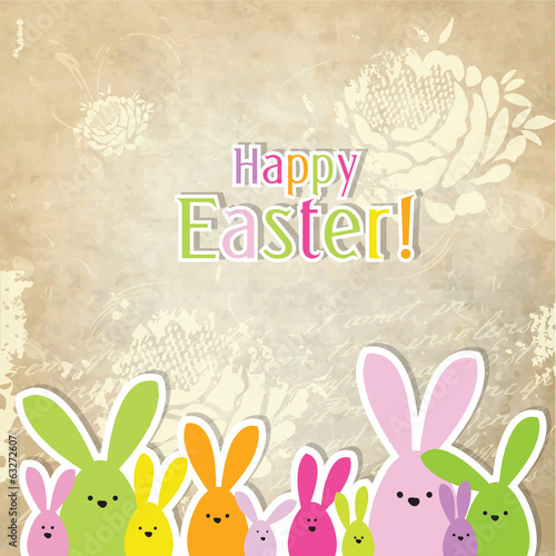 Easter card with copy space, easter bunny