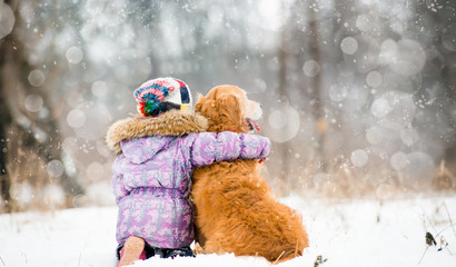 little girl with dog