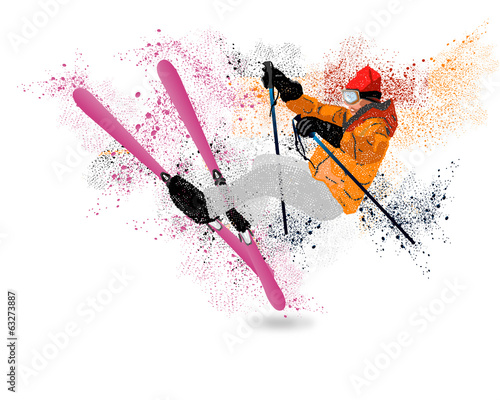 Freestyle Skiing.Mountain skiing.Extreme Skiing.Winter Sport photo