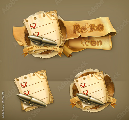 Check list, retro vector icon