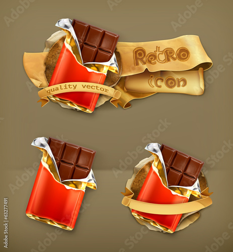Chocolate, retro vector icon