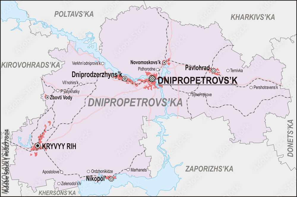 Map of Dnipropetrovsk Oblast