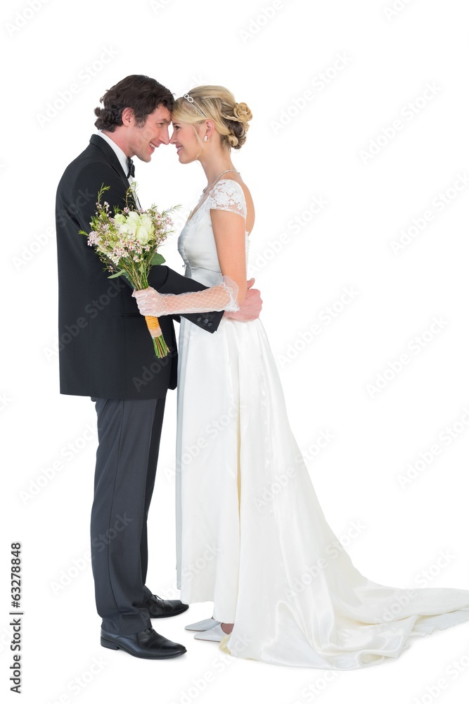 Bride and groom with head to head Bride and groom with head to head