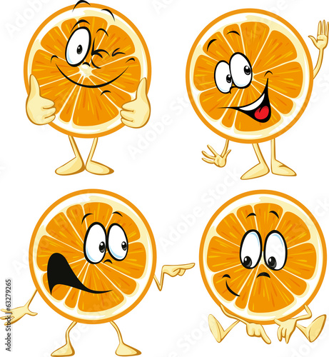funny orange cartoon wit hands and legs isolated