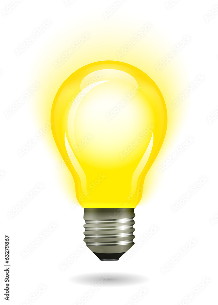 Glowing yellow light bulb as inspiration concept Glowing yellow light bulb as inspiration concept