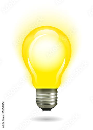 Glowing yellow light bulb as inspiration concept