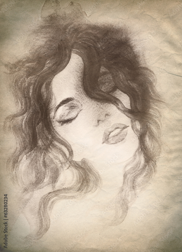 Fototapeta premium abstract watercolor .woman portrait