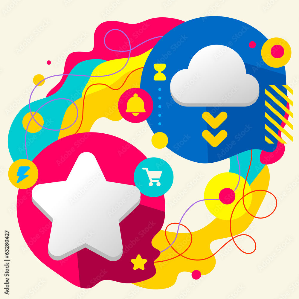 Star and cloud on abstract colorful splashes background with dif Star and cloud on abstract colorful splashes background with dif