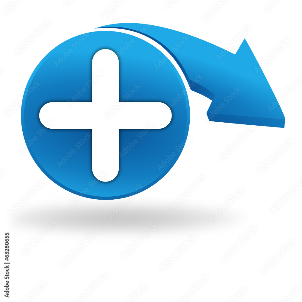 Fototapeta premium signe plus sur bouton bleu