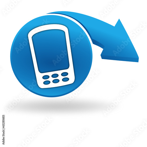 téléphone mobile sur bouton bleu