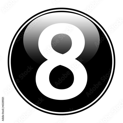 Black number eight button