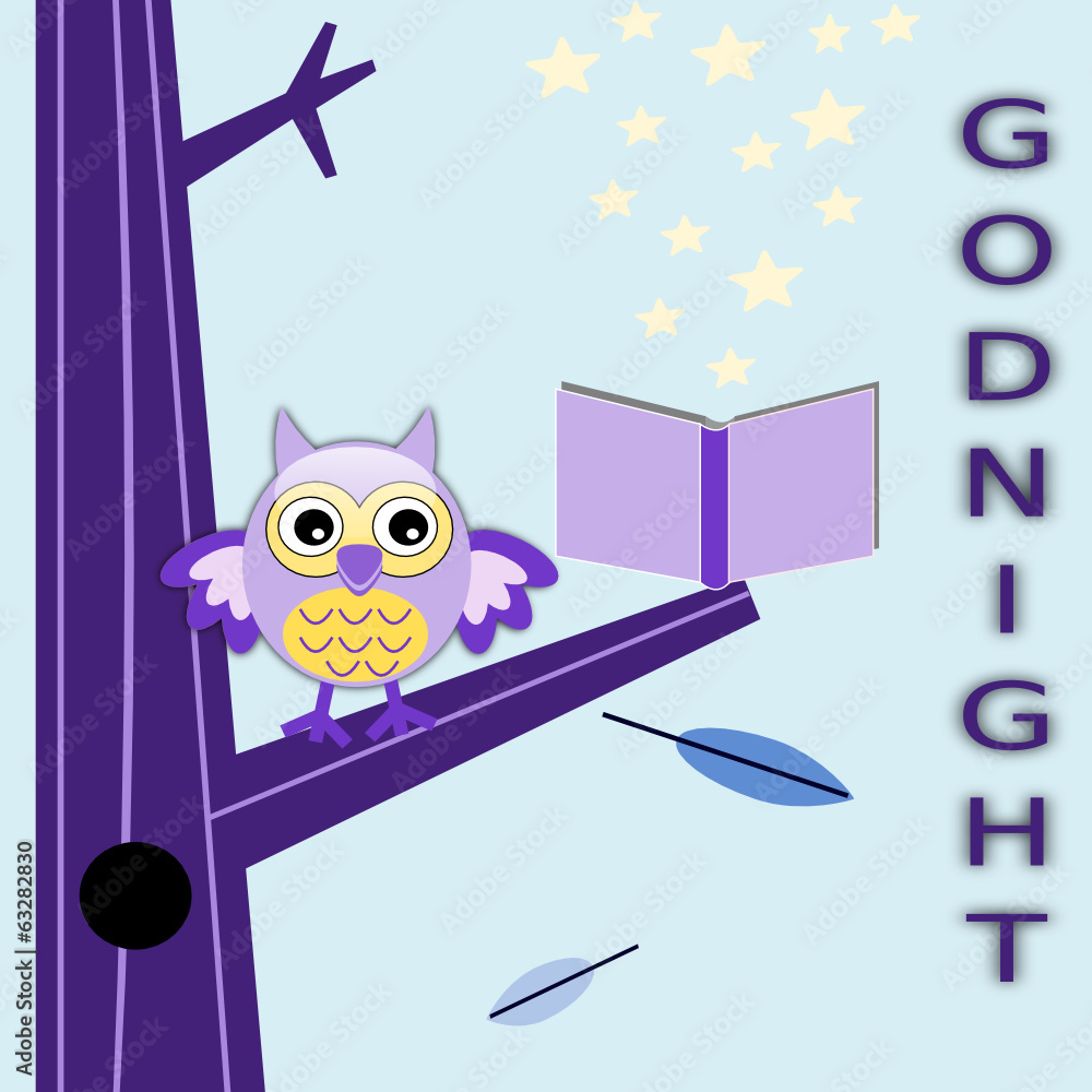 Naklejka premium Cartolina della buonanotte con gufo
