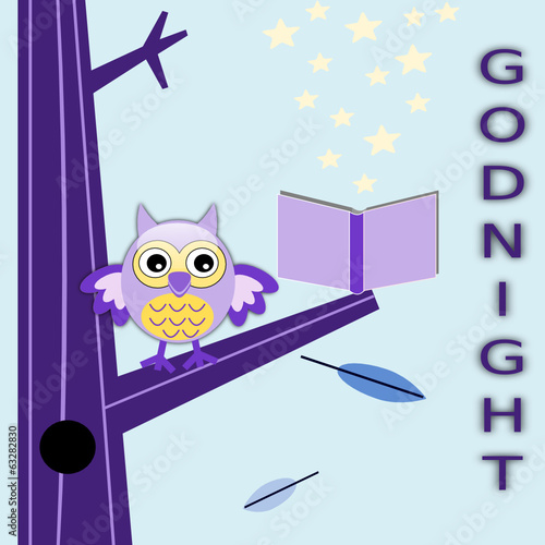 Cartolina della buonanotte con gufo