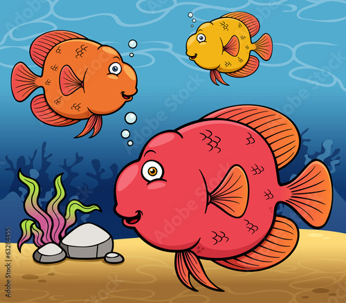 Vector illustration of Cartoon fish