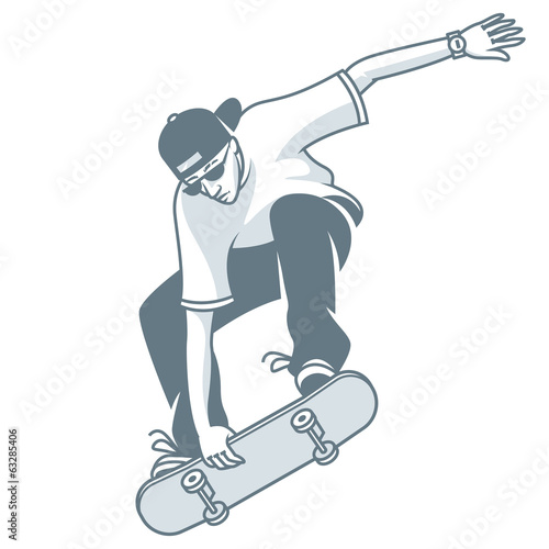 Guy makes jump on skateboard