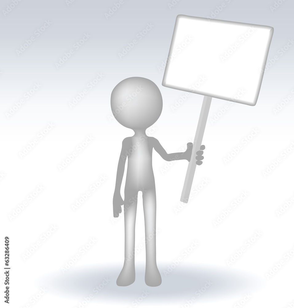 3d man holding a page on white backround 3d man holding a page on white backround
