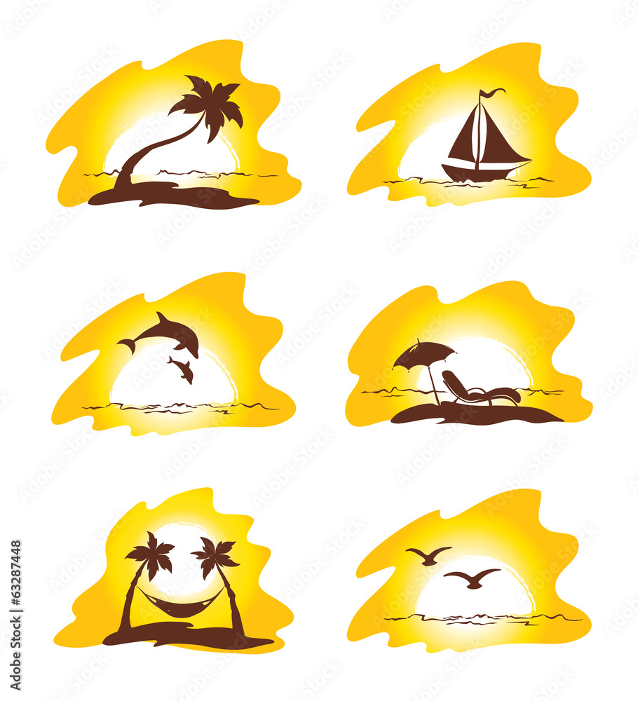 Set - island and palms Set - island and palms
