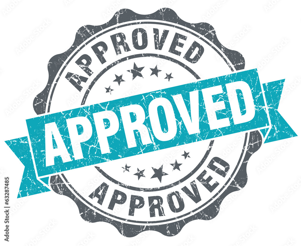 Obraz premium Approved blue grunge retro style isolated seal