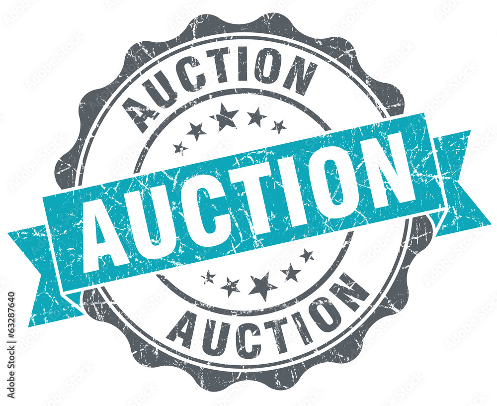 Fototapeta premium Auction blue grunge retro style isolated seal